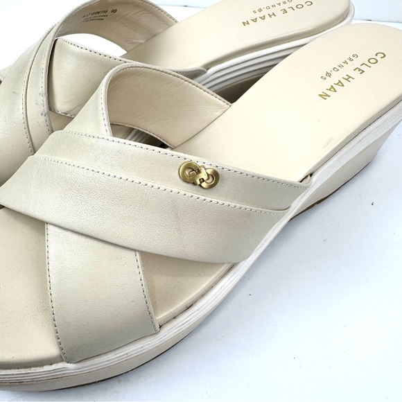 Cole Haan Women's 9 Briella Grand Os Wedge Sandals Ivory Slide On Comfort Shoes - Picture 3 of 8